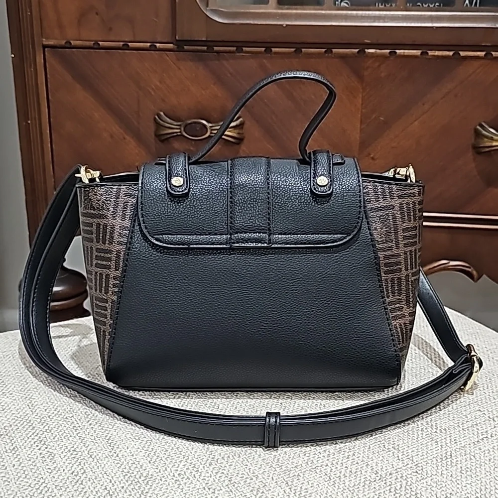 Anne Klein Logo Midi Satchel Black